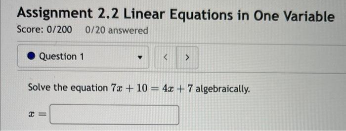 Solved Assignment 2.2 Linear Equations in One Variable | Chegg.com