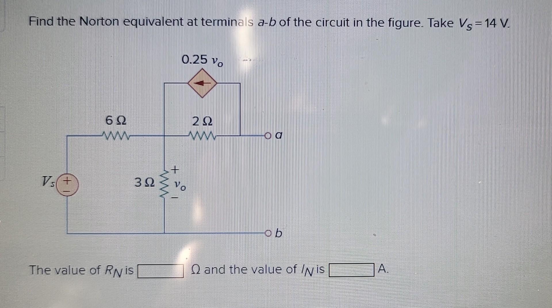 Solved Find The Norton Equivalent At Terminals A−b Of The | Chegg.com