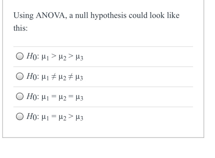 null hypothesis using anova