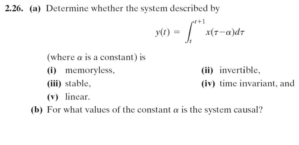 Solved 2.26. (a) Determine whether the system described by | Chegg.com