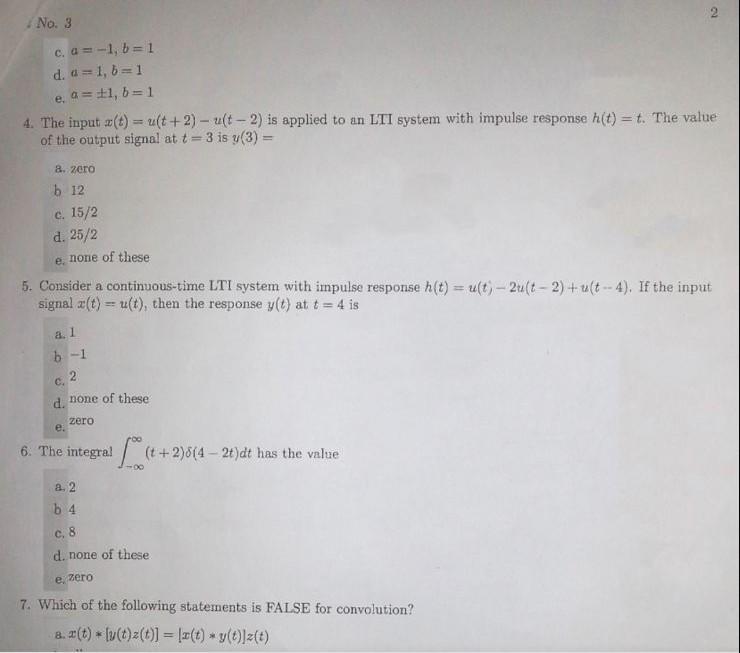 Solved C. A=−1,b=1 D. A=1,b=1 E. A=±1,b=1 4. The Input | Chegg.com