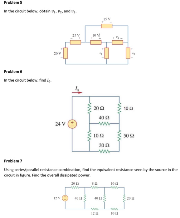 Solved Problem 5 In The Circuit Below, Obtain V1, V2, And | Chegg.com