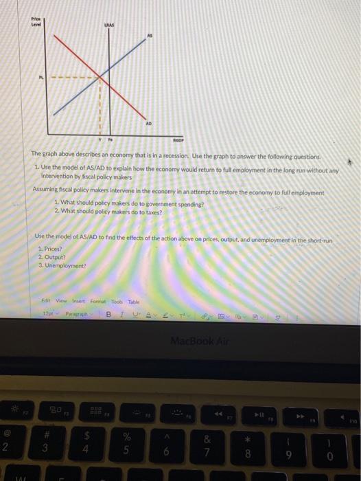 Solved Leve URAS NGOP The graph above describes an economy | Chegg.com