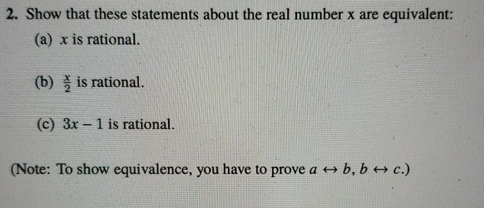 Solved 2. Show that these statements about the real number x | Chegg.com
