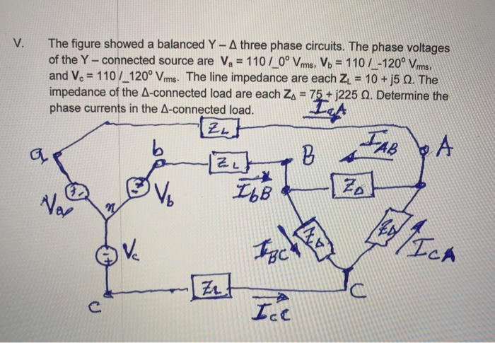 Solved V. The figure showed a balanced Y - A three phase | Chegg.com