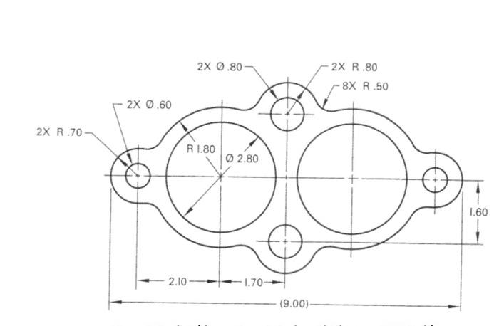 2X R.70 2X 0.60 2.10 2X 0.80- R 1.80 Ø 2.80 1.70- | Chegg.com