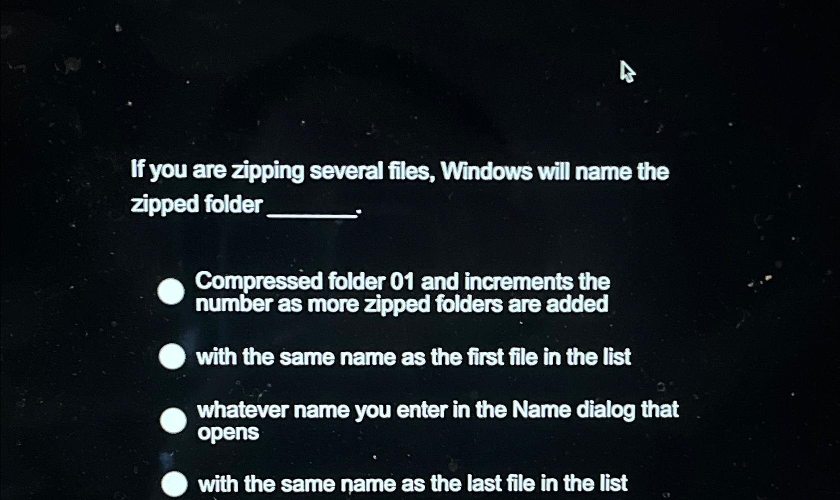 Solved If you are zipping several files, Windows will name | Chegg.com