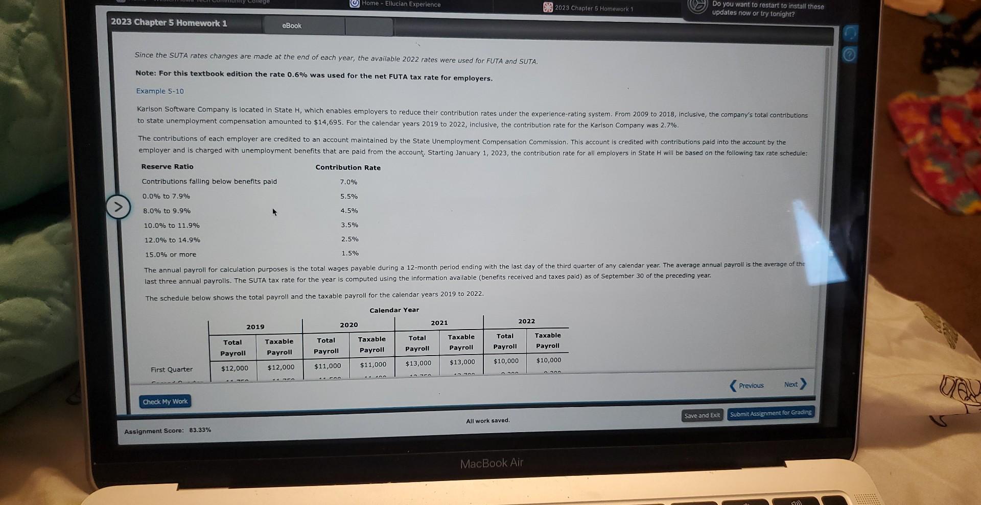 Solved Since the SUTA rates changes are made at the end of