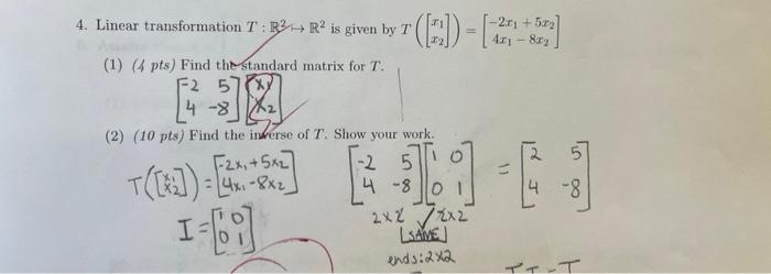 Solved 4 Linear Transformation T R2 R2 Is Given By T 2x1