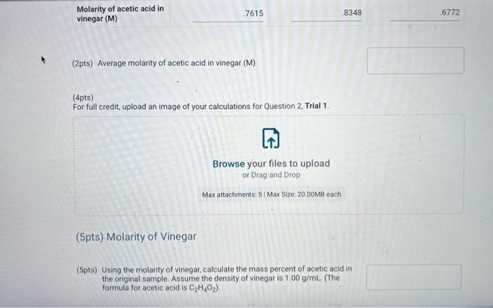 Solved Calculation of volume of NaOH and molarity of acetic | Chegg.com