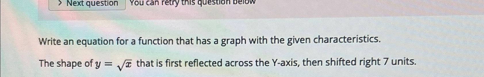 Solved Write an equation for a function that has a graph | Chegg.com