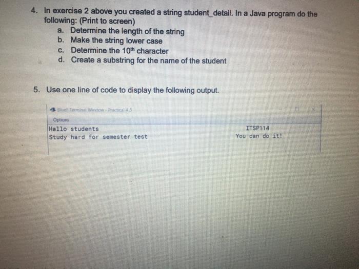 Solved 4. In exercise 2 above you created a string | Chegg.com