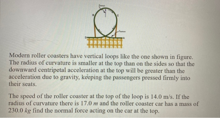 Solved С Modern roller coasters have vertical loops like the | Chegg.com