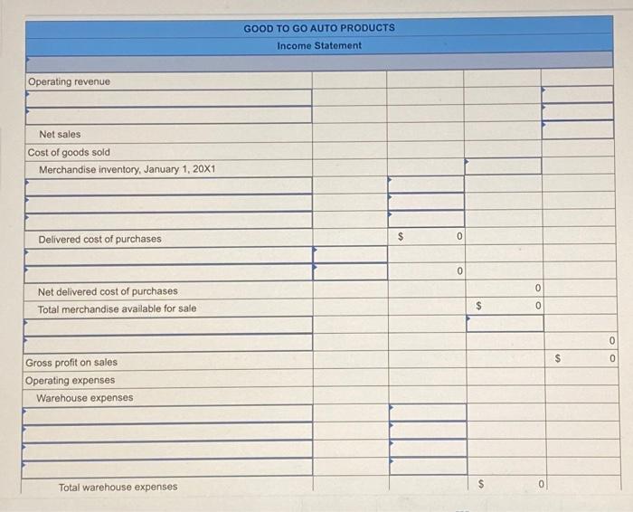 Solved Good to Go Auto Products distributes automobile parts