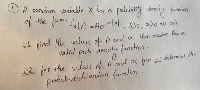 Solved O A Random Variable X Has A Probabiling Density Fu Chegg Com