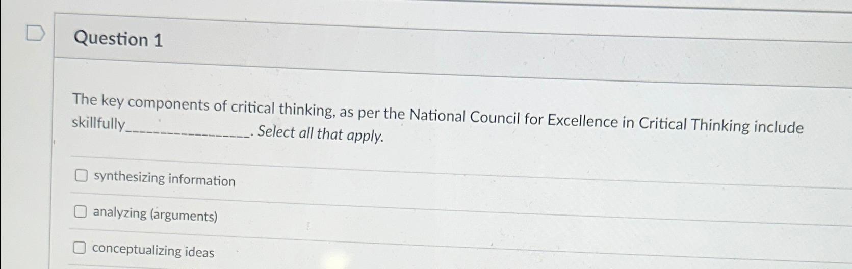 national council of excellence in critical thinking