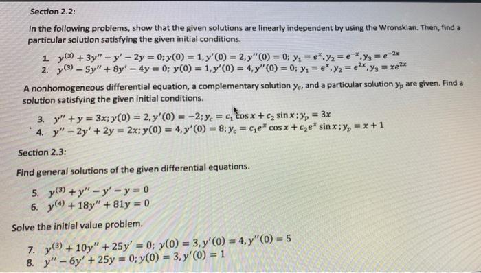 Solved Section 2.2: In the following problems, show that the | Chegg.com