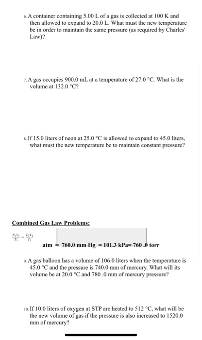 Solved Boyle's Law Problems: P.V=P,V, atm 760.0 mm Hg = | Chegg.com