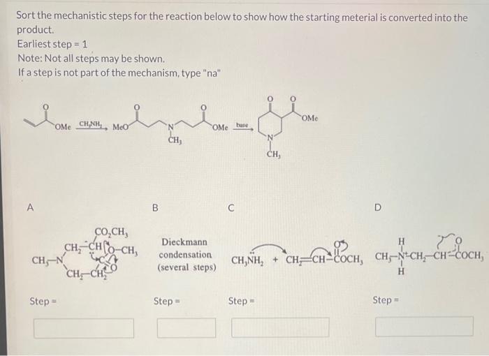 Solved Sort the mechanistic steps for the reaction below to | Chegg.com