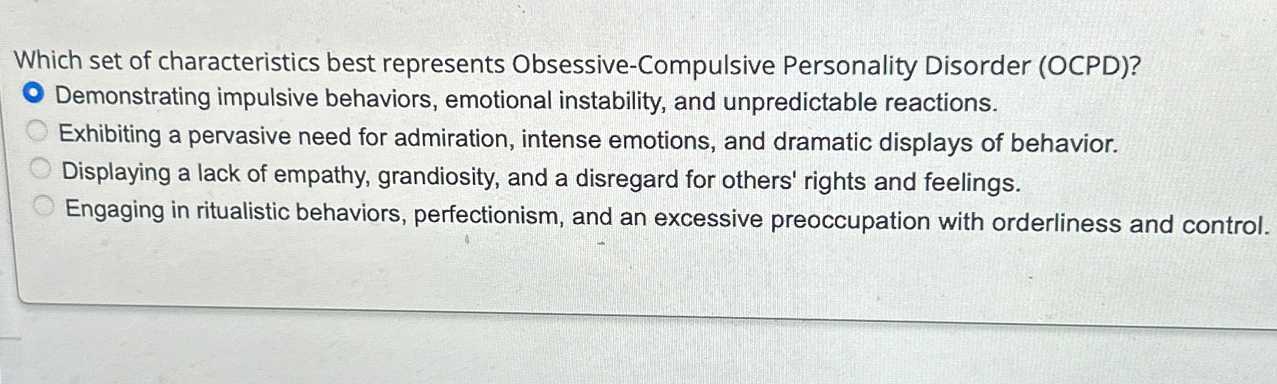 Solved Which set of characteristics best represents | Chegg.com