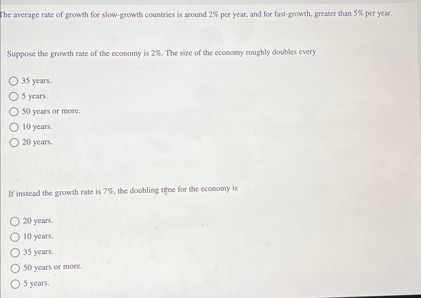 Solved The average rate of growth for slow-growth countries | Chegg.com