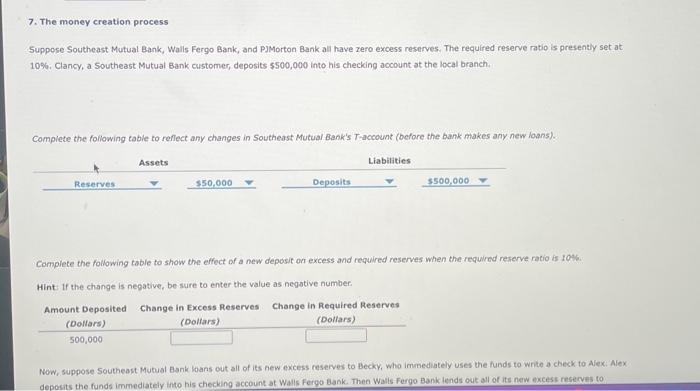 Solved 7. The Money Creation Process Suppose Southeast | Chegg.com