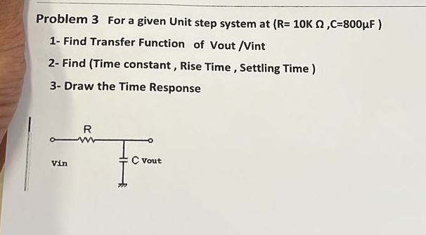 Solved Problem 3 ﻿For a given Unit step system at | Chegg.com