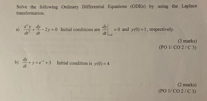 Solved Solve The Following Ordinary Differential Equations | Chegg.com