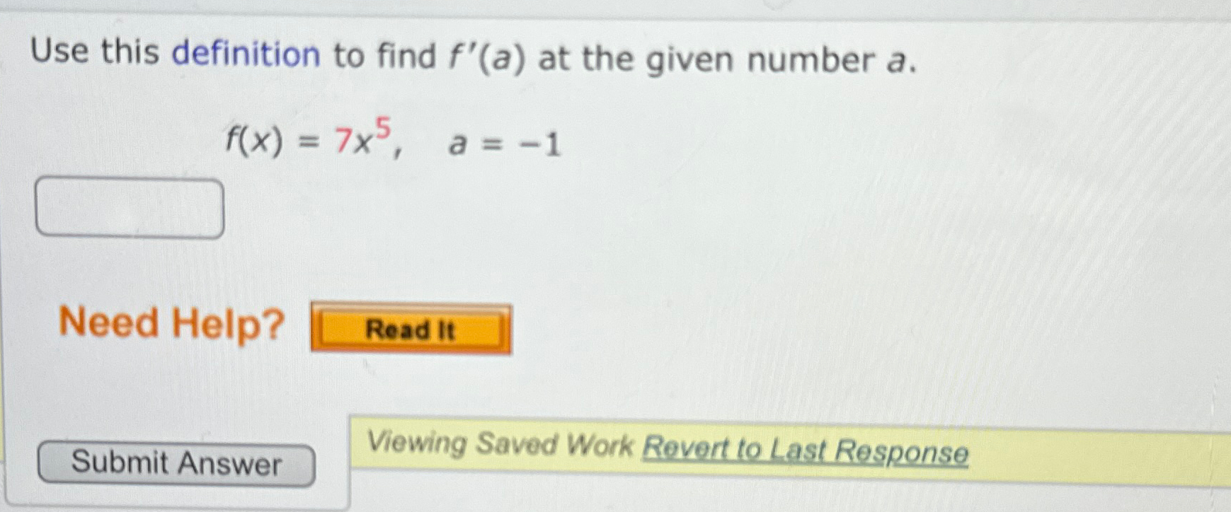 Solved Use this definition to find f'(a) ﻿at the given | Chegg.com