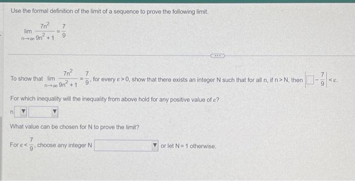 Solved Use the formal definition of the limit of a sequence | Chegg.com