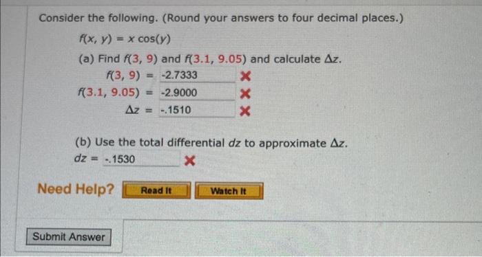 Solved Consider The Following Round Your Answers To Four