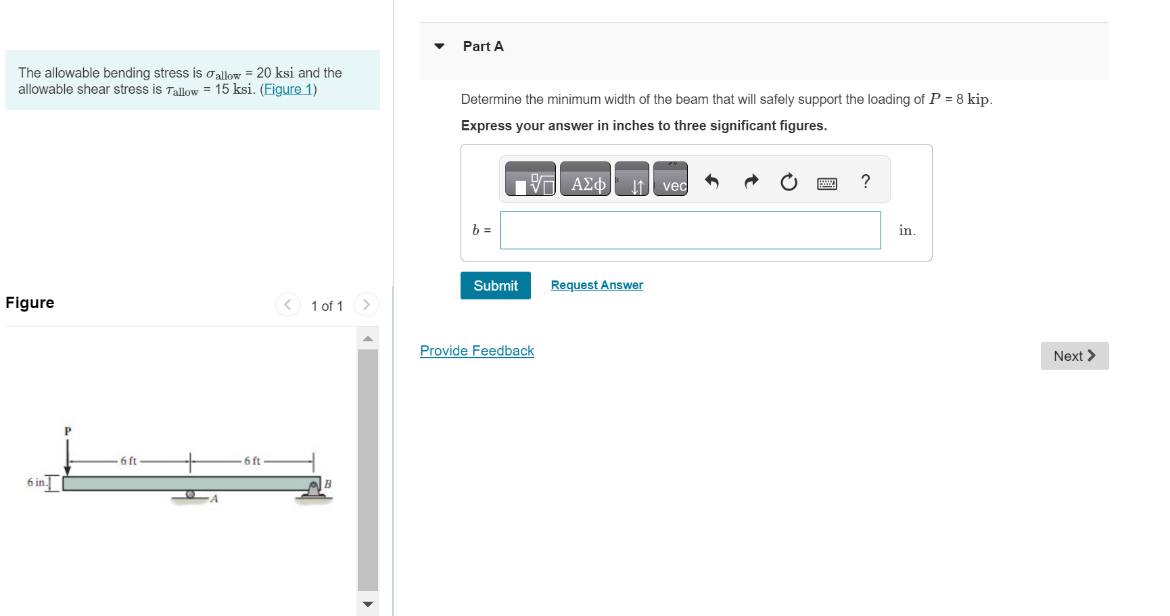 Solved The Allowable Bending Stress Is σallow =20ksi And The 