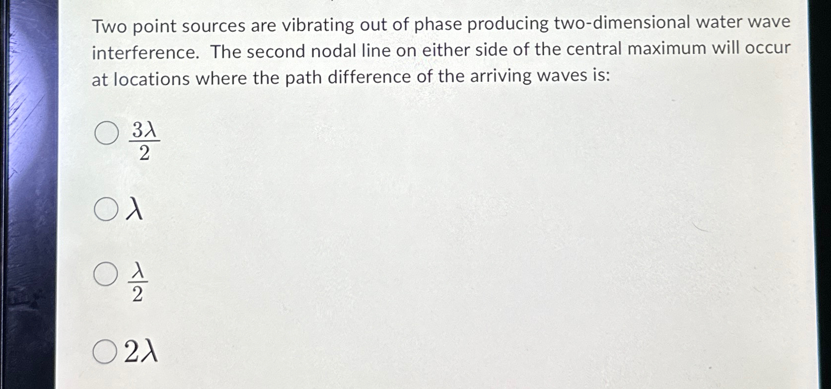 Solved Two point sources are vibrating out of phase | Chegg.com