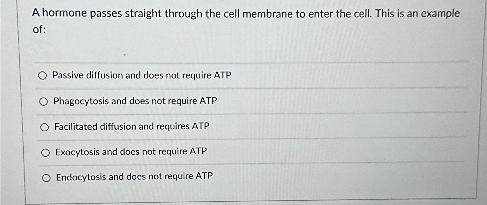 Solved A hormone passes straight through the cell membrane | Chegg.com
