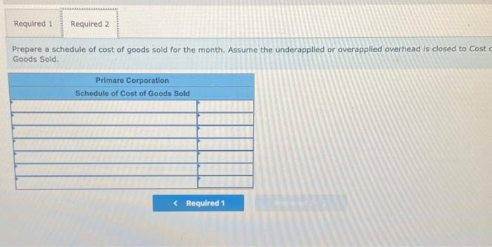 Solved rimare Corporation has provided the following data | Chegg.com