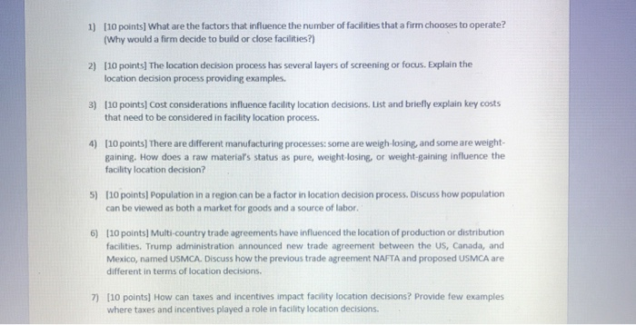 Solved 1) [10 points] What are the factors that influence | Chegg.com