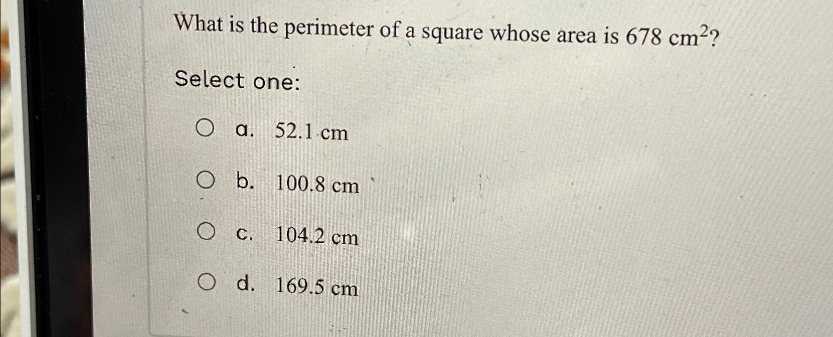 find the area of square park whose perimeter is 48 cm