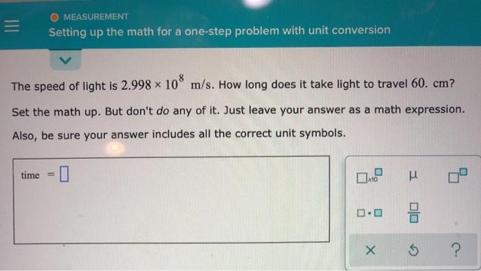 Solved MEASUREMENT Setting up the math for a one-step | Chegg.com