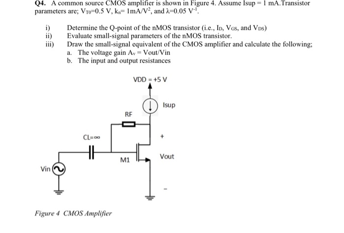 Solved 04. A common source CMOS amplifier is shown in Figure | Chegg.com