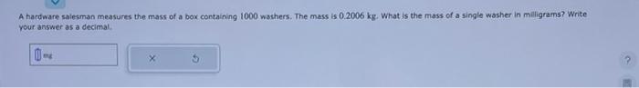 Solved A hardware salesman measures the mass of a box | Chegg.com