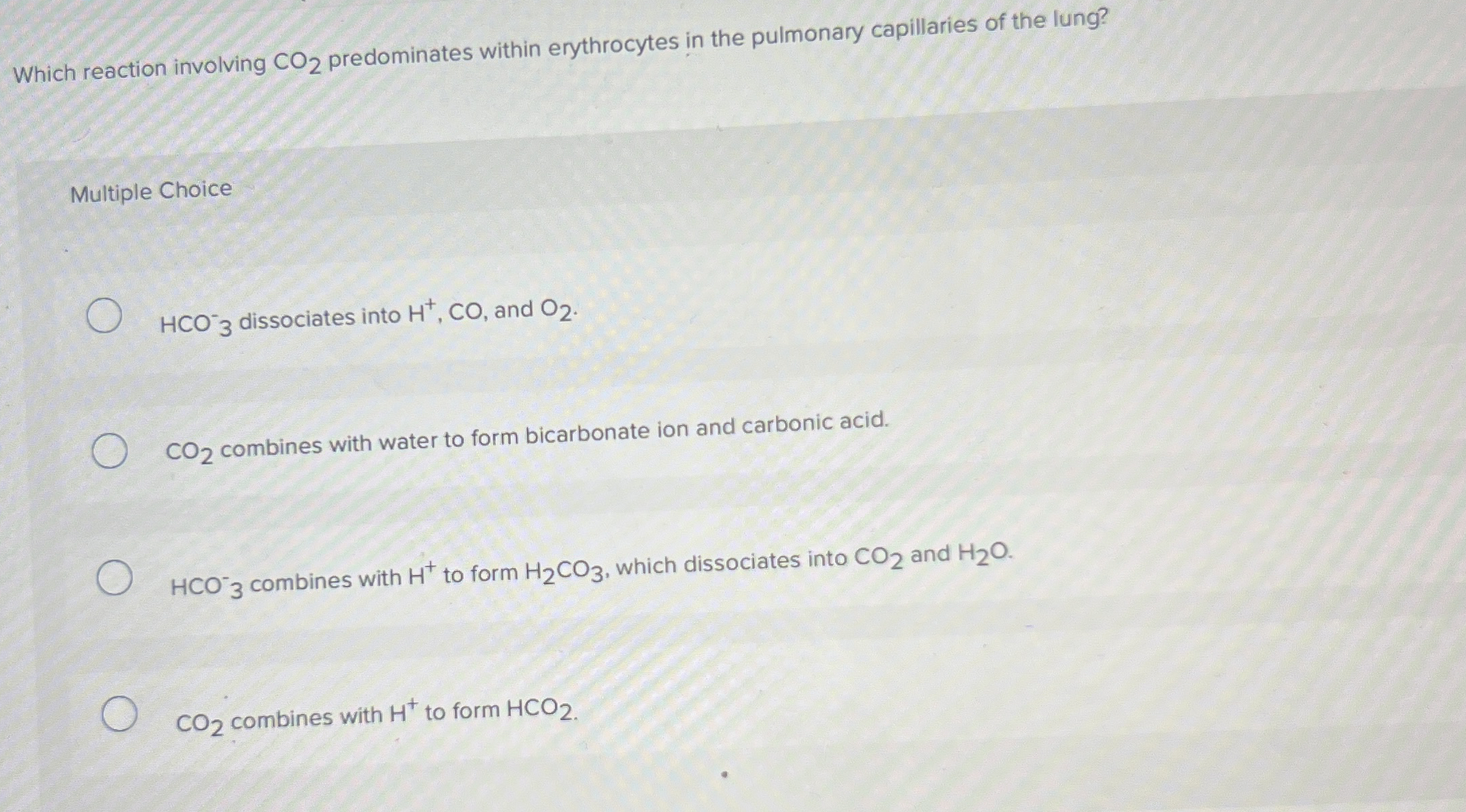 Solved Which reaction involving CO2 ﻿predominates within | Chegg.com