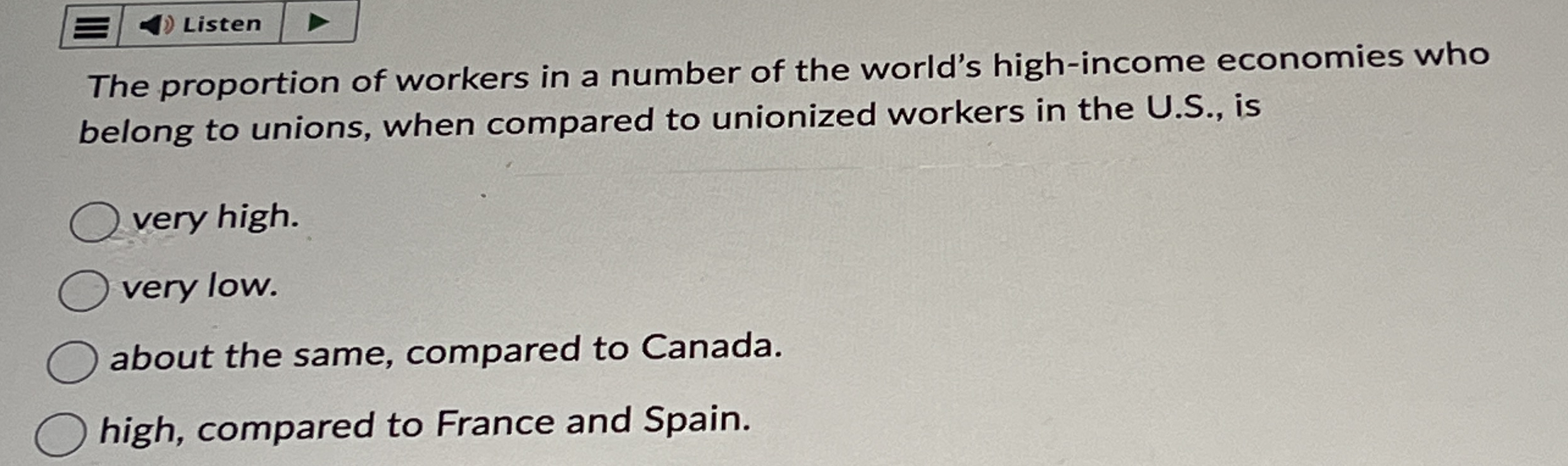 Solved The proportion of workers in a number of the world's | Chegg.com