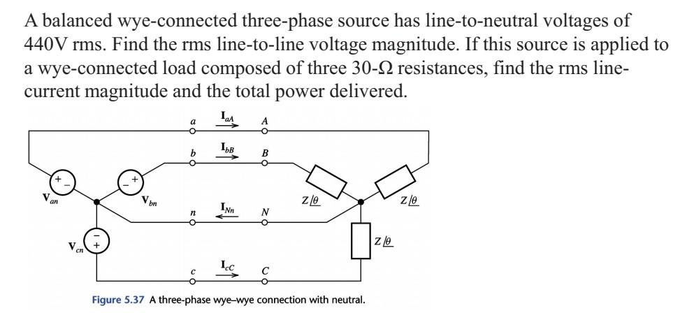 Solved A Balanced Wye-connected Three-phase Source Has | Chegg.com