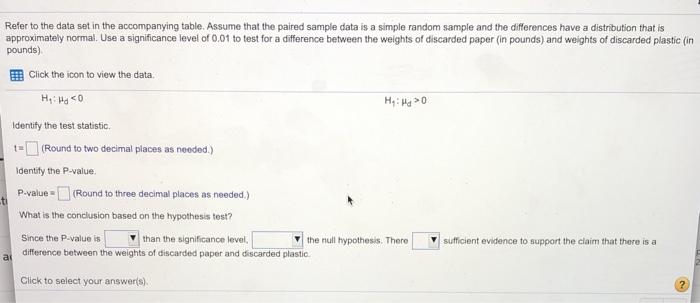 Solved Refer To The Data Set In The Accompanying Table Chegg