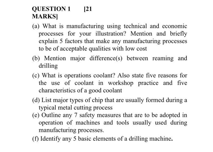 Solved (a) What Is Manufacturing Using Technical And | Chegg.com