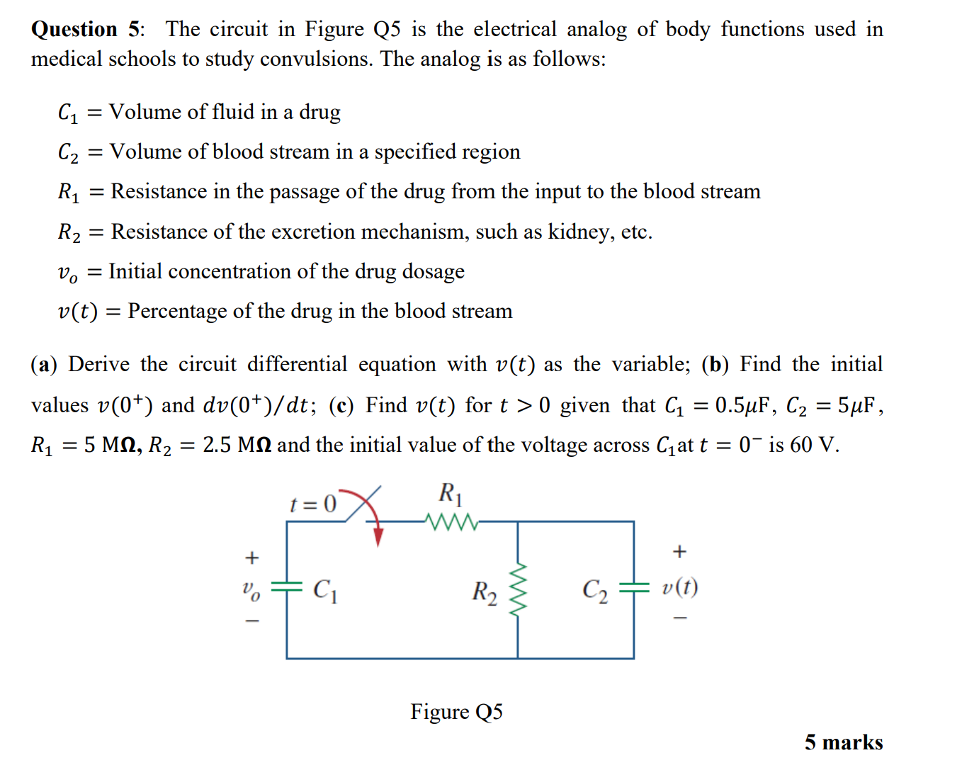 Solved Question 5: The circuit in ﻿Figure Q5 is ﻿the | Chegg.com
