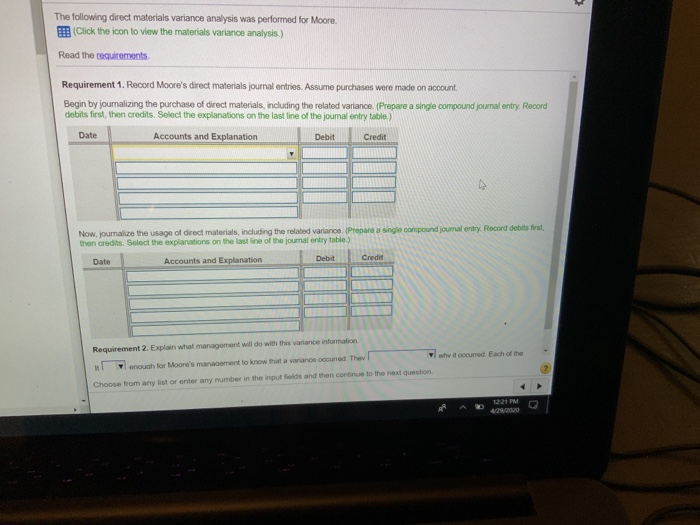 Solved The following direct materials variance analysis was | Chegg.com