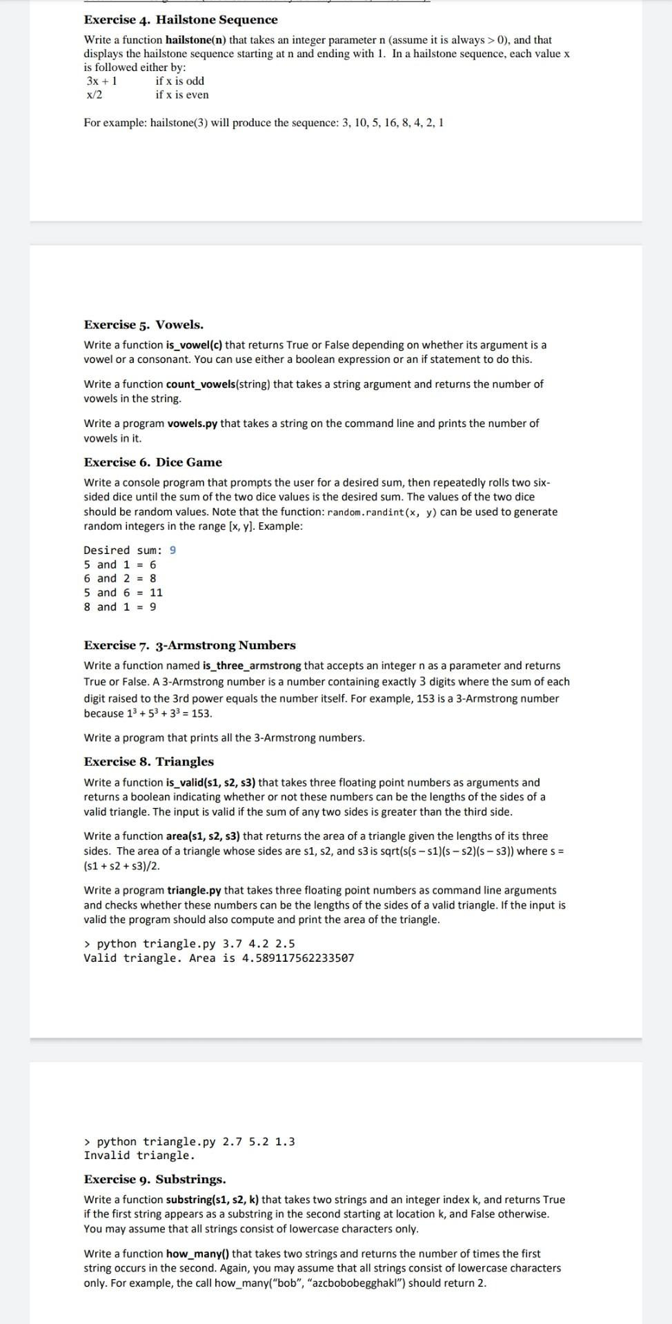 Solved Exercise 4. Hailstone Sequence Write a function | Chegg.com