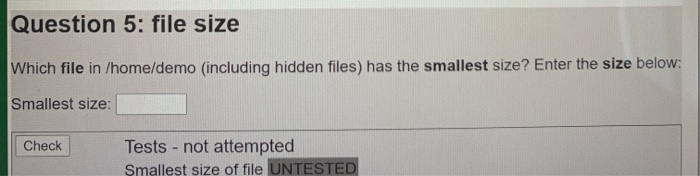 Question 5: file size Which file in /home/demo | Chegg.com