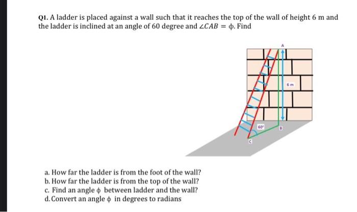 Solved Q1. A ladder is placed against a wall such that it | Chegg.com